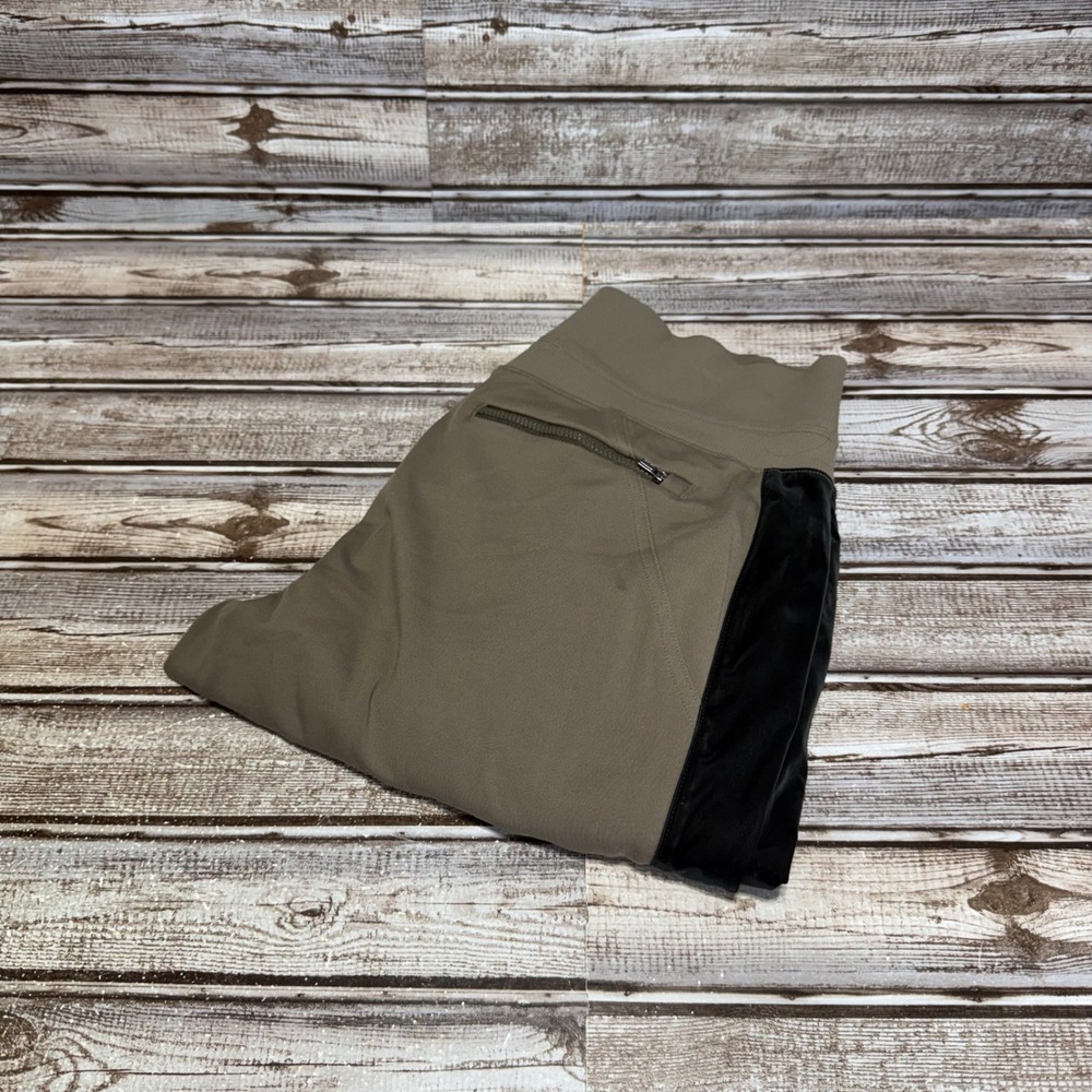 Athleta Venice Velvet Stripe Jogger Women Small Brown Black Side Tape Zip Pocket